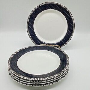 10 Strawberry Street Dot Check Ceramic Salad Plates (5)